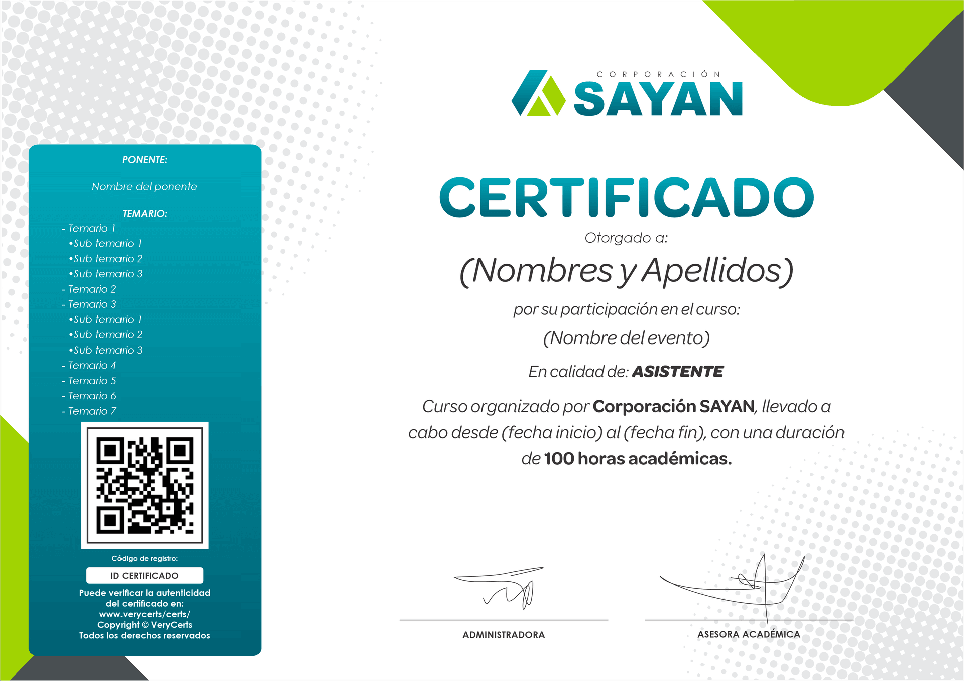 Modelo de Certificado SAYAN
